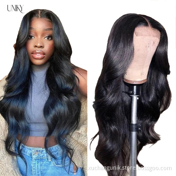 Uniky Wholesale Body Wave Human Hair Wig Long Raw Brazilian Hair Full Transparent Lace Frontal Wig For Black Women